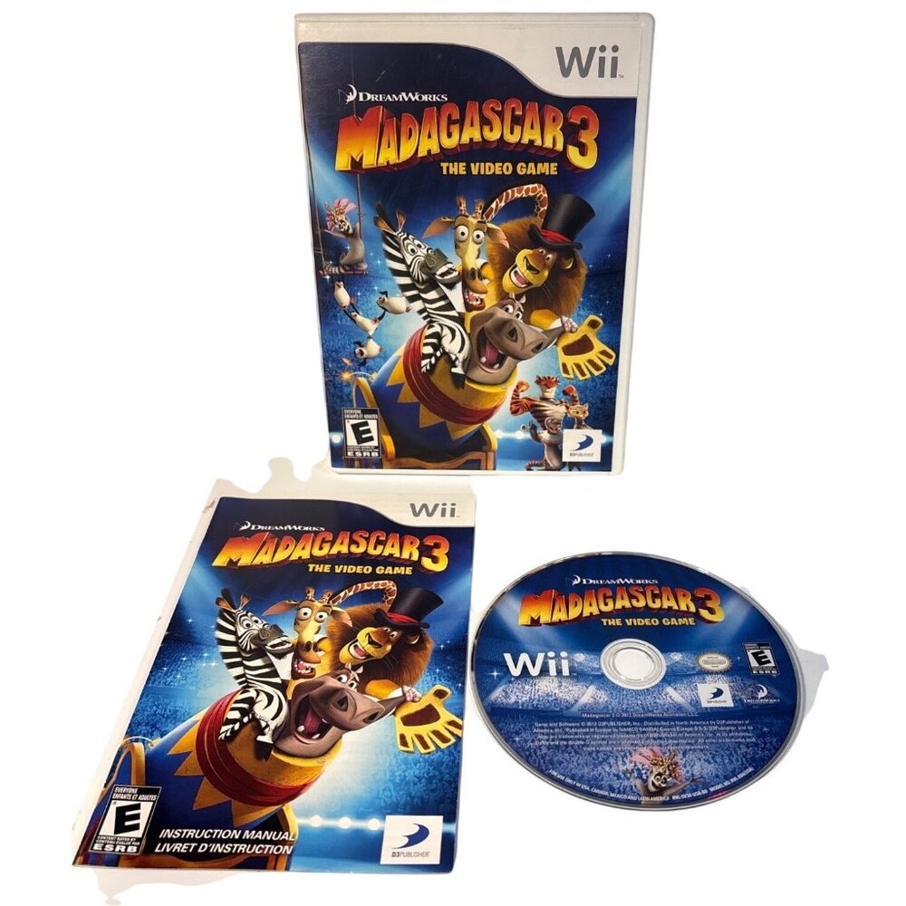 Wii Video Game Madagascar 3 With Case & Manual